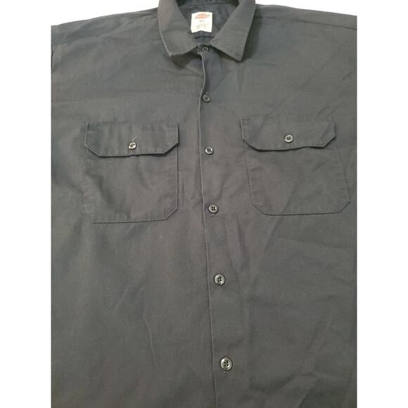 Dickies Mens Button Up Shirt Black Size XL Polyester Blend Short Sleeve Pockets - Picture 10 of 12